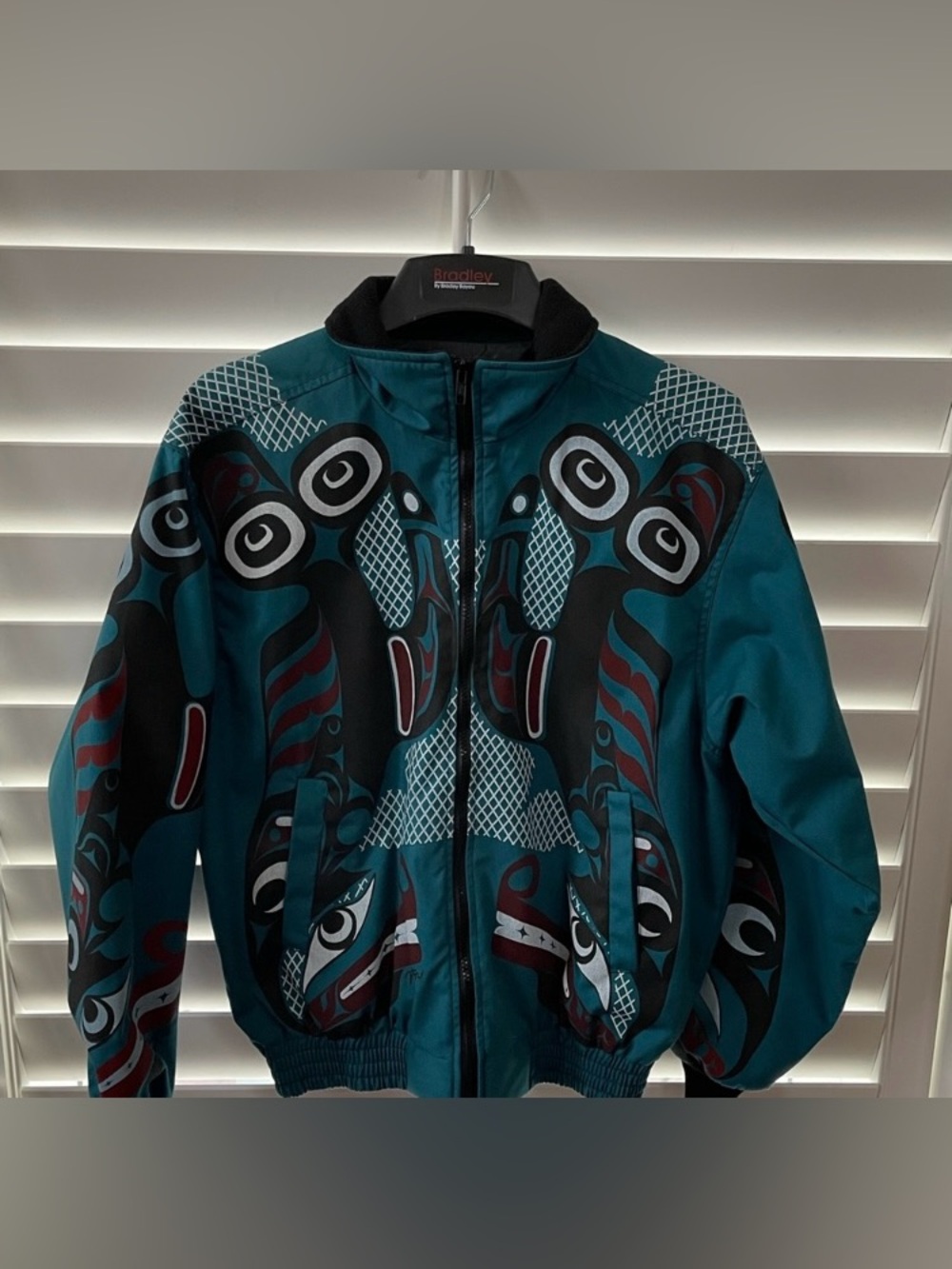 Teal Native Printed Zip Jacket Vintage